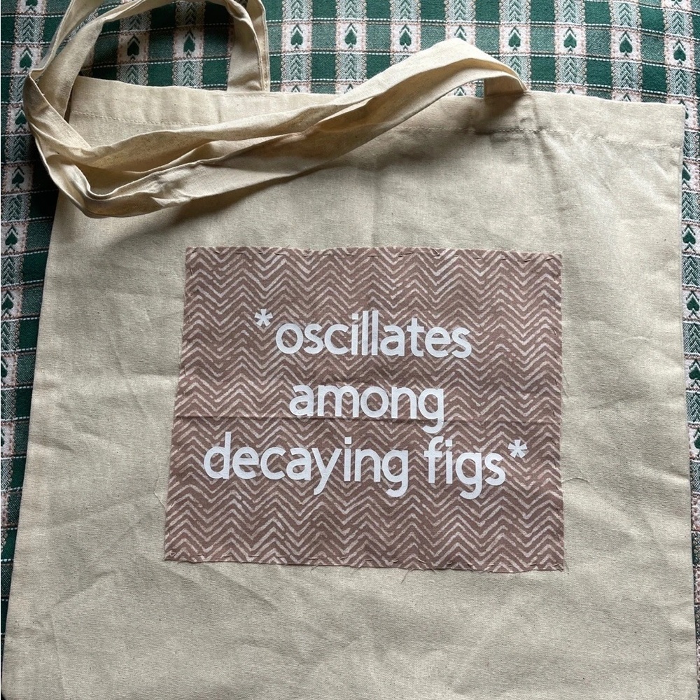 Beige Tote Bag with Graphic Print